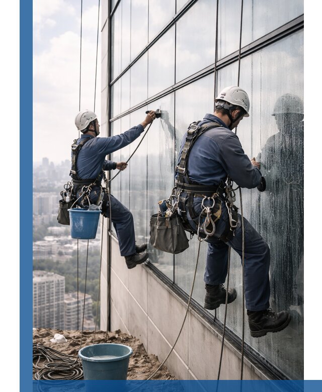 Профессиональная мойка фасадных окон альпинистами в Люберцах