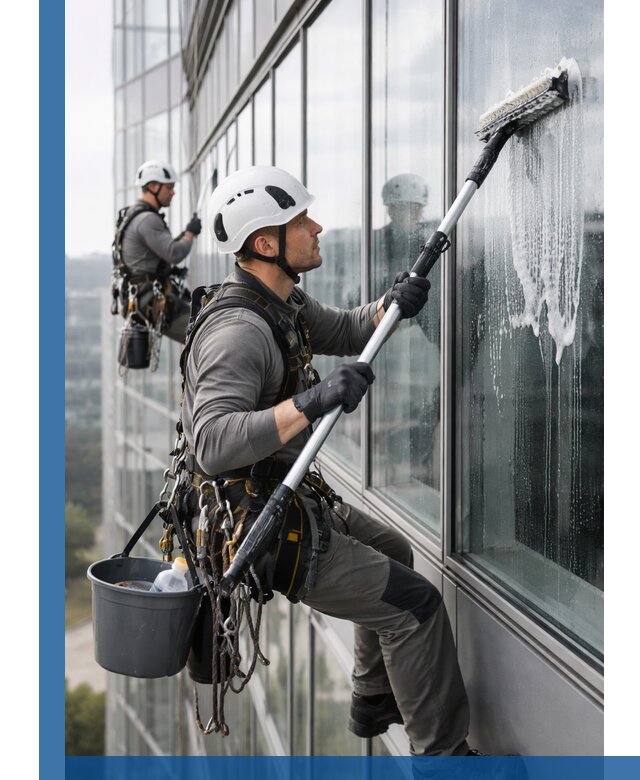 Высотная мойка сплошного остекления с выездом в Люберцах