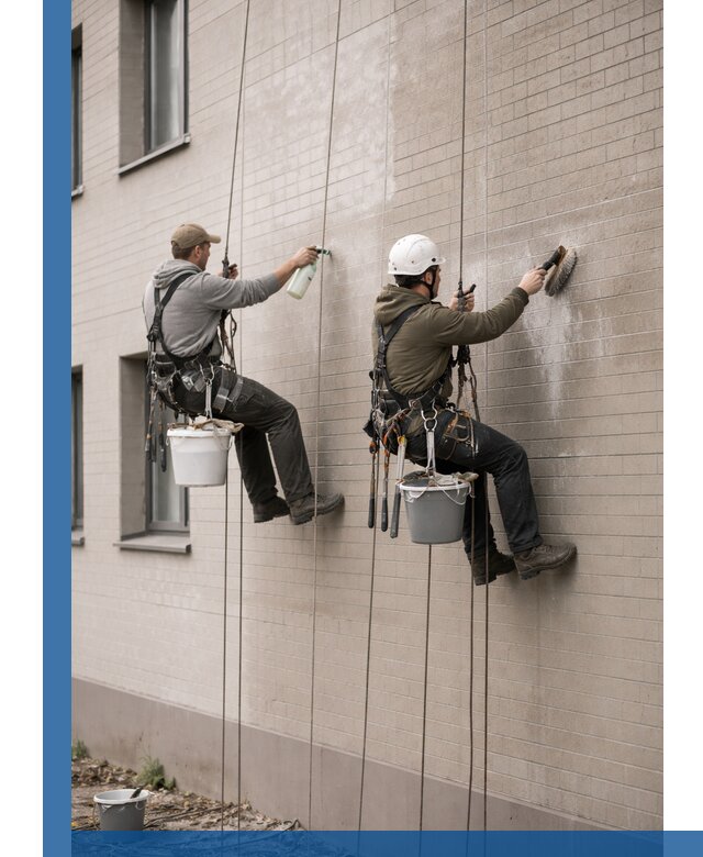 Удаление высолов с фасада зданий в Люберцах без повреждений и следов