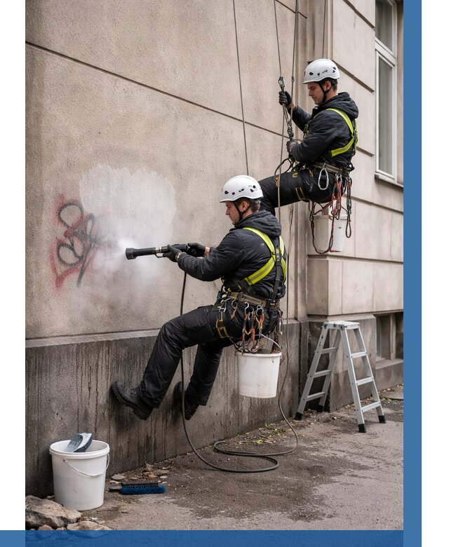 Удаление граффити с фасада в Люберцах от 4734 р. | ВЫСОТНИК-Люб