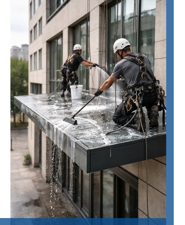 Мойка козырьков и навесов в Люберцах от 3682 р. | ВЫСОТНИК-Люб