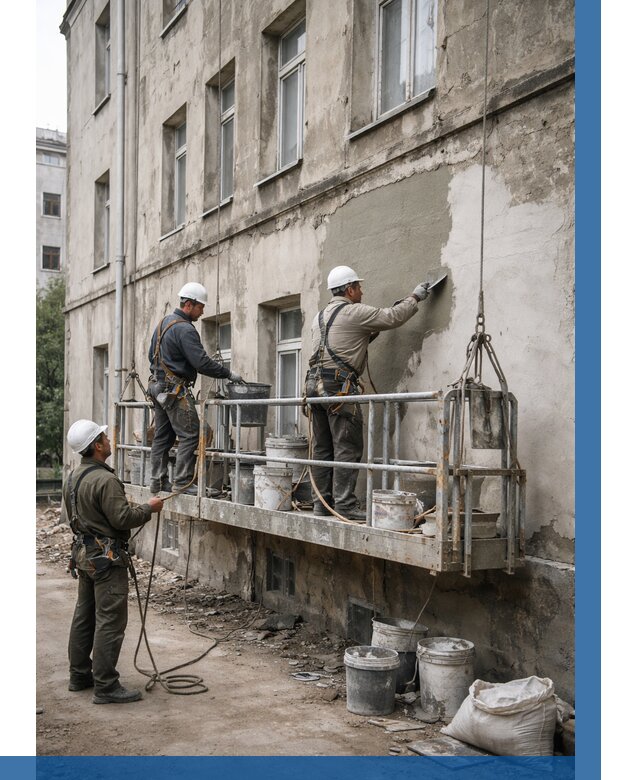 Капитальный ремонт фасада в Люберцах от 4419 р. | ВЫСОТНИК-Люб