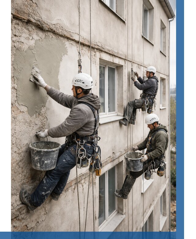 Ремонт штукатурного фасада в Люберцах от 789 р. под ключ | ВЫСОТНИК-Люб