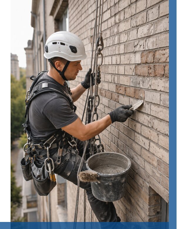 Ремонт кирпичной кладки фасада в Люберцах от 1894 р. | ВЫСОТНИК-Люб