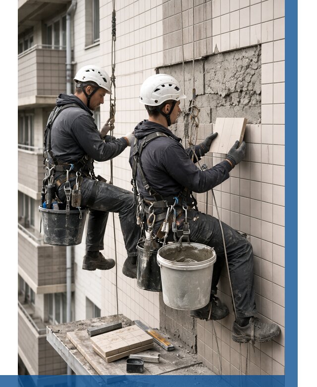 Ремонт облицовки фасада плиткой в Люберцах от 1894 р. | ВЫСОТНИК-Люб