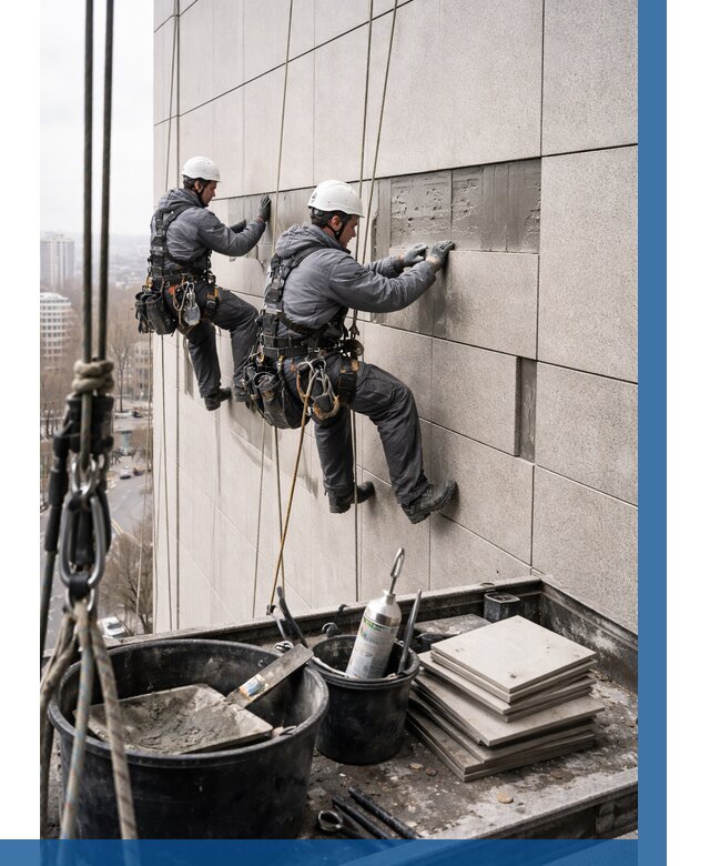 Ремонт фасада из керамогранита в Люберцах от 2630 р. | ВЫСОТНИК-Люб