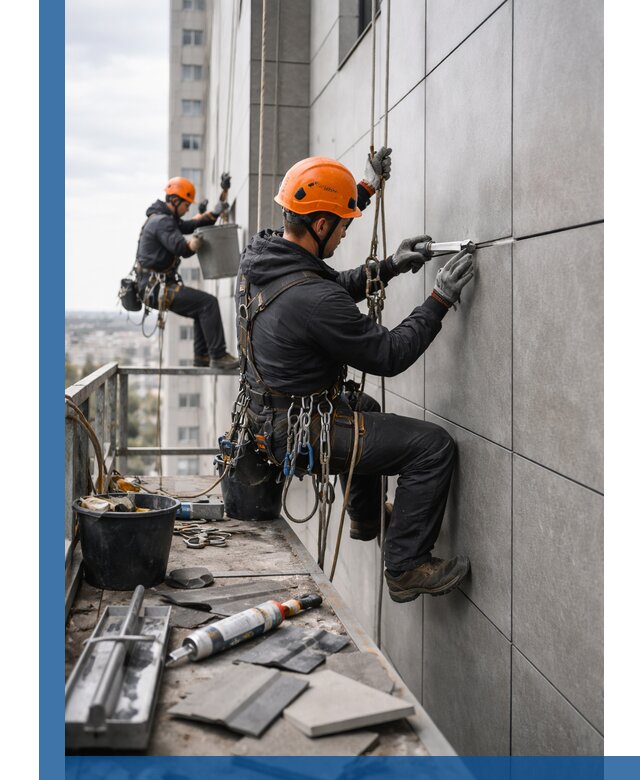 Профессиональный ремонт фасада из керамогранита в Люберцах