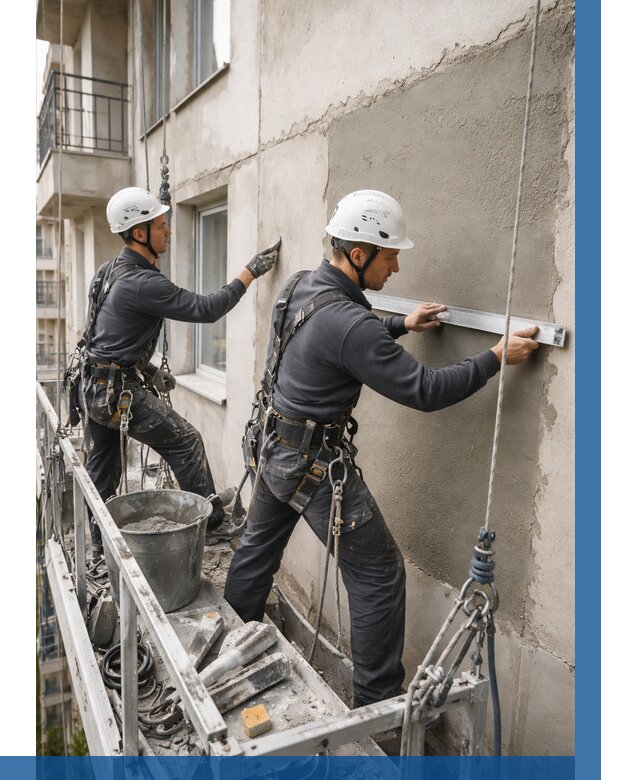 Штукатурка фасада на высоте в Люберцах от 947 р. | ВЫСОТНИК-Люб