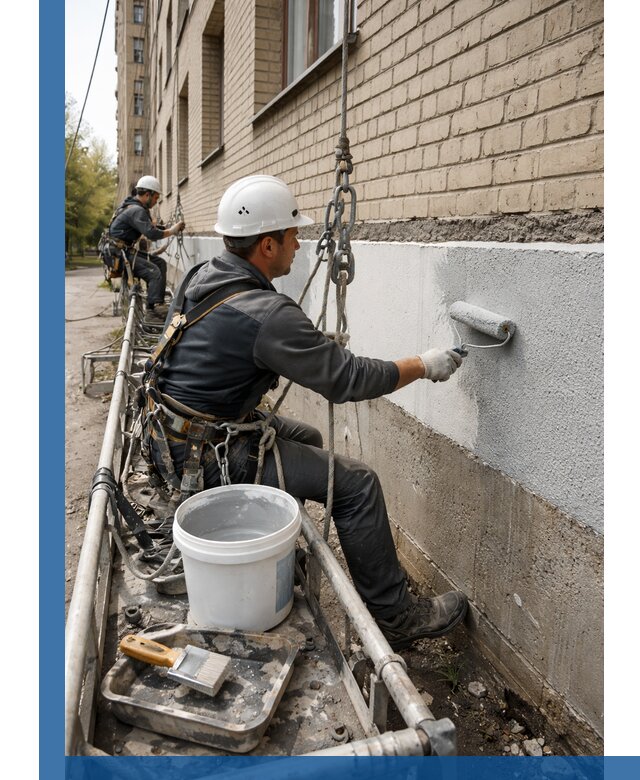 Окраска цоколя здания в Люберцах профессионально и надежно