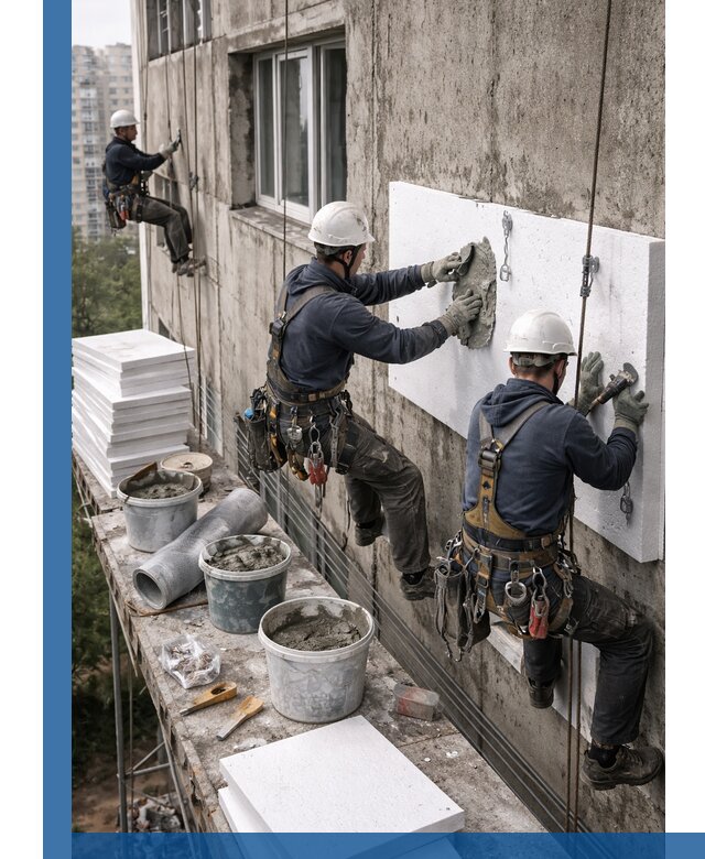 Утепление фасада пенополистиролом в Люберцах под ключ