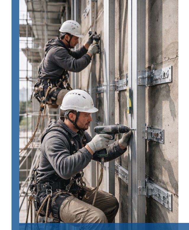 Монтаж и крепление подсистемы вентфасада в Люберцах