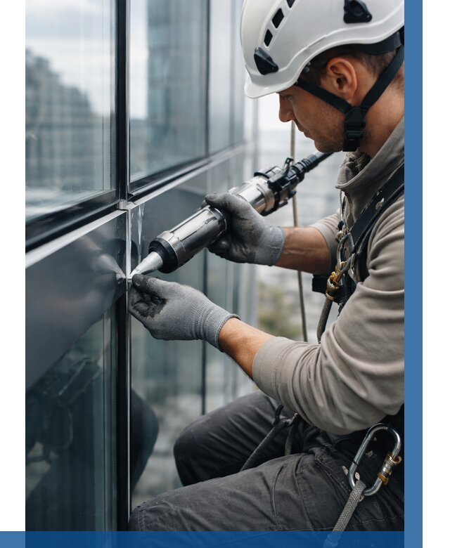 Герметизация стыков витража в Люберцах от 1263 р. | ВЫСОТНИК-Люб