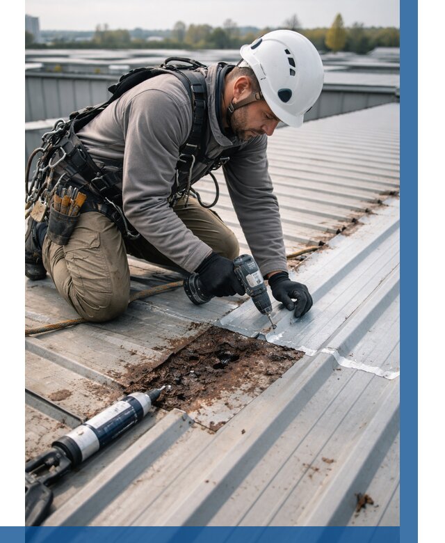 Ремонт профнастила на кровле в Люберцах от 736 р. | ВЫСОТНИК-Люб