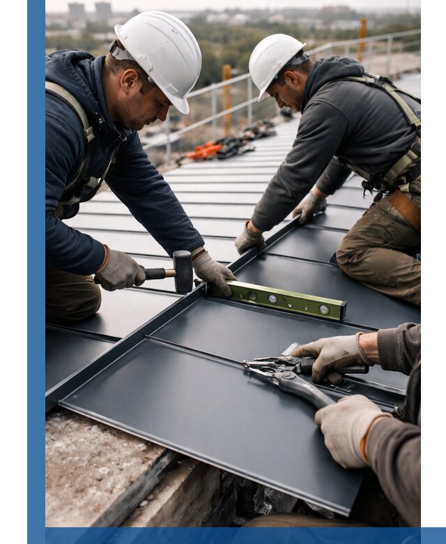 Монтаж фальцевой кровли в Люберцах для промышленных зданий