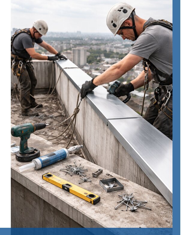 Монтаж парапетных крышек в Люберцах от 842 р. | ВЫСОТНИК-Люб