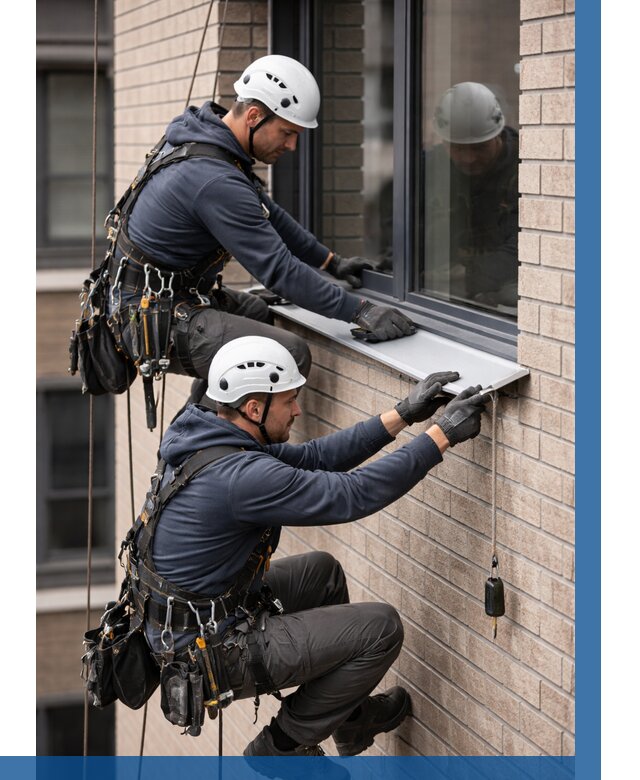 Монтаж оконных отливов под ключ в Люберцах от 3682 р. | ВЫСОТНИК-Люб