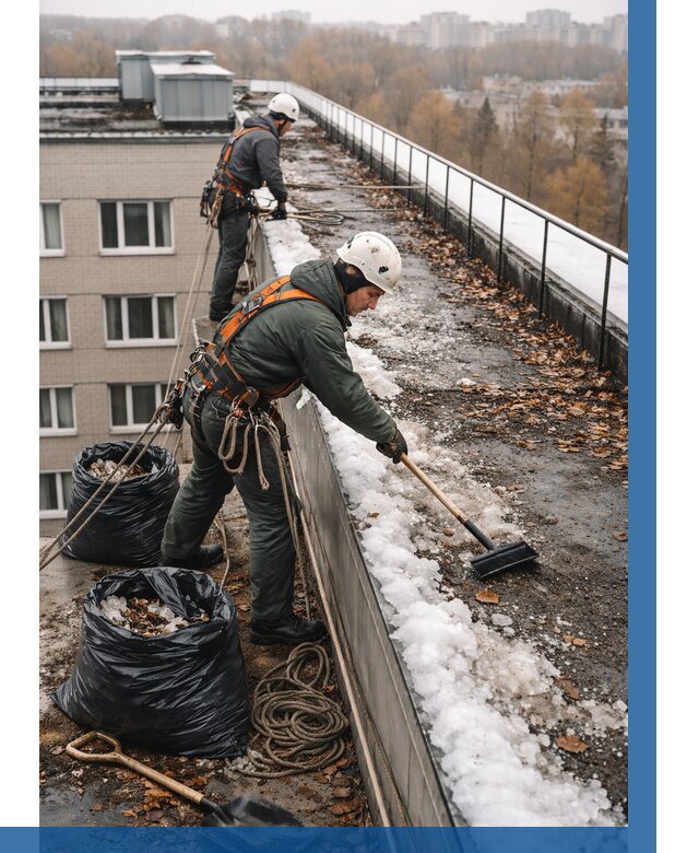 Очистка кровли по периметру в Люберцах от 579 р. | ВЫСОТНИК-Люб