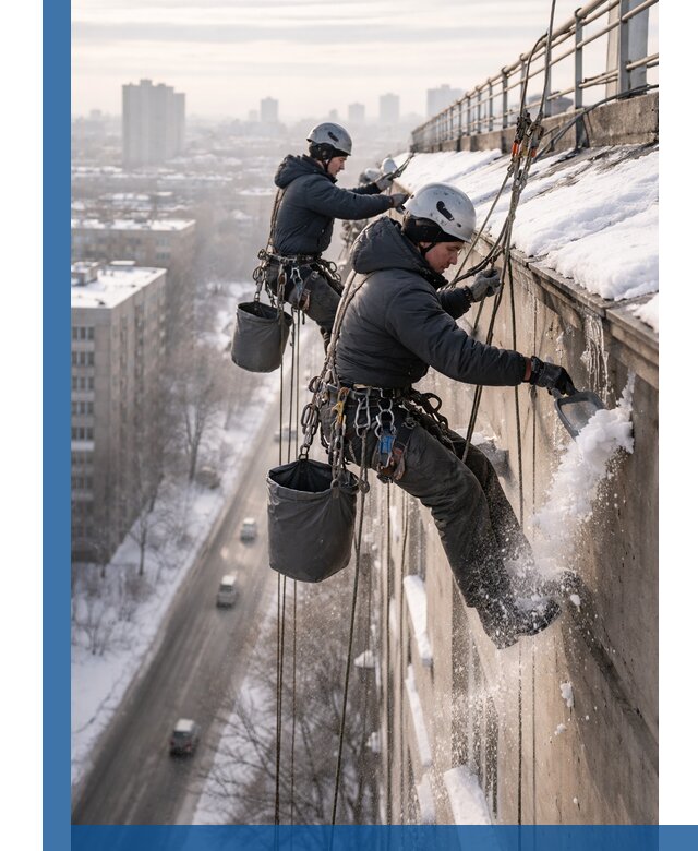 Очистка карнизов от снега в Люберцах профессионально и безопасно