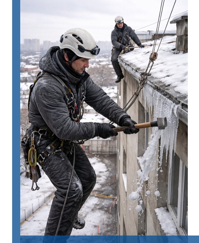 Сбивание и удаление сосулек с крыши в Люберцах безопасно