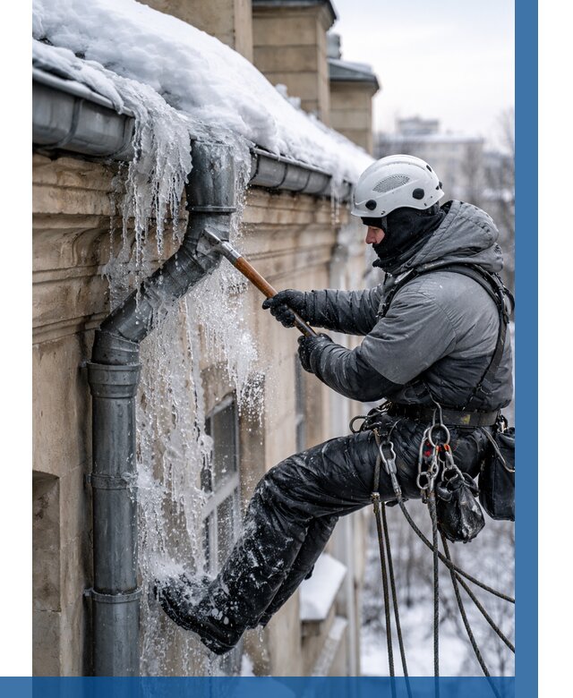 Очистка водостоков от льда в Люберцах от 3682 р. | ВЫСОТНИК-Люб