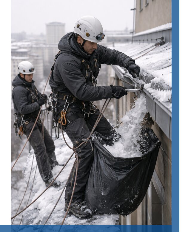 Аварийная очистка крыши в Люберцах под ключ от 316 р. | ВЫСОТНИК-Люб