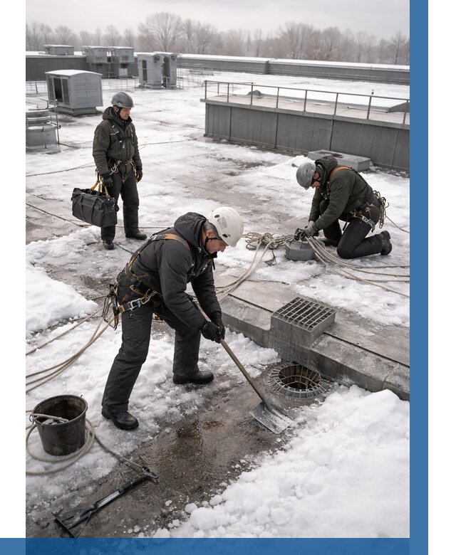 Абонентское обслуживание кровли зимой в Люберцах от 8417 р. | ВЫСОТНИК-Люб