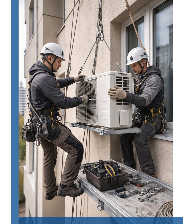 Перенос внешнего блока кондиционера в Люберцах с монтажом и крепежом