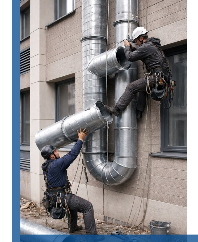 Монтаж фасадных воздуховодов в Люберцах с герметизацией и крепежом