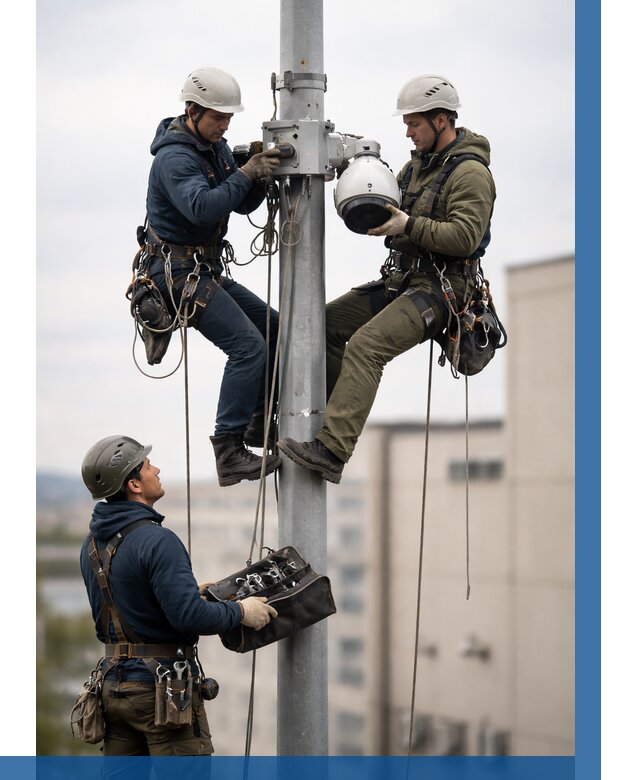 Установка видеокамер на мачте в Люберцах от 8943 р. | ВЫСОТНИК-Люб