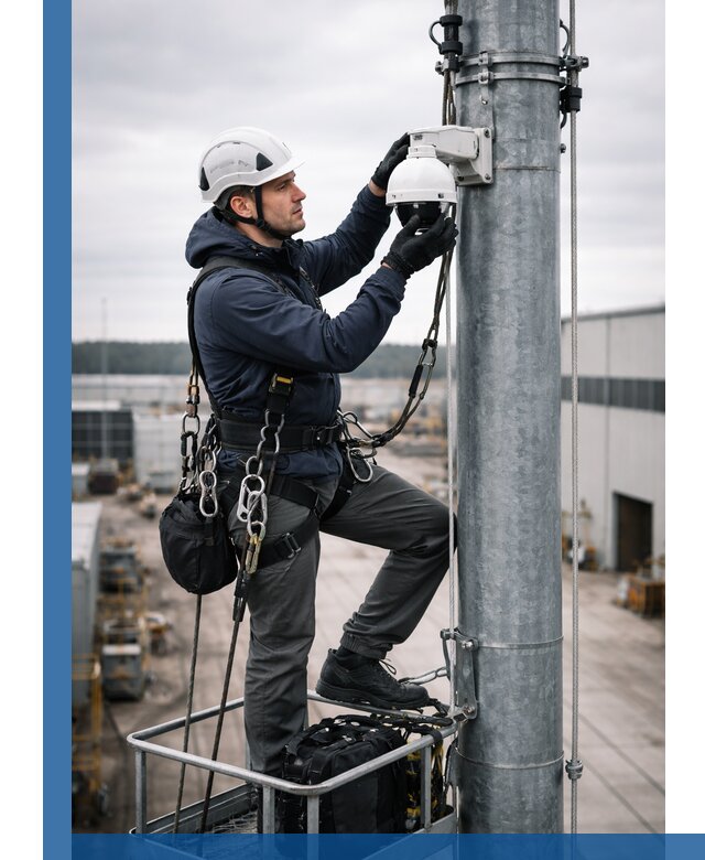 Профессиональная установка видеокамер на мачте в Люберцах