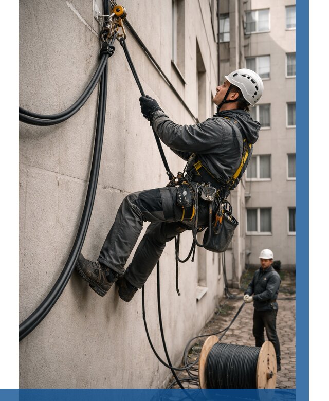 Протяжка кабеля питания на высоте в Люберцах от 473 р. | ВЫСОТНИК-Люб