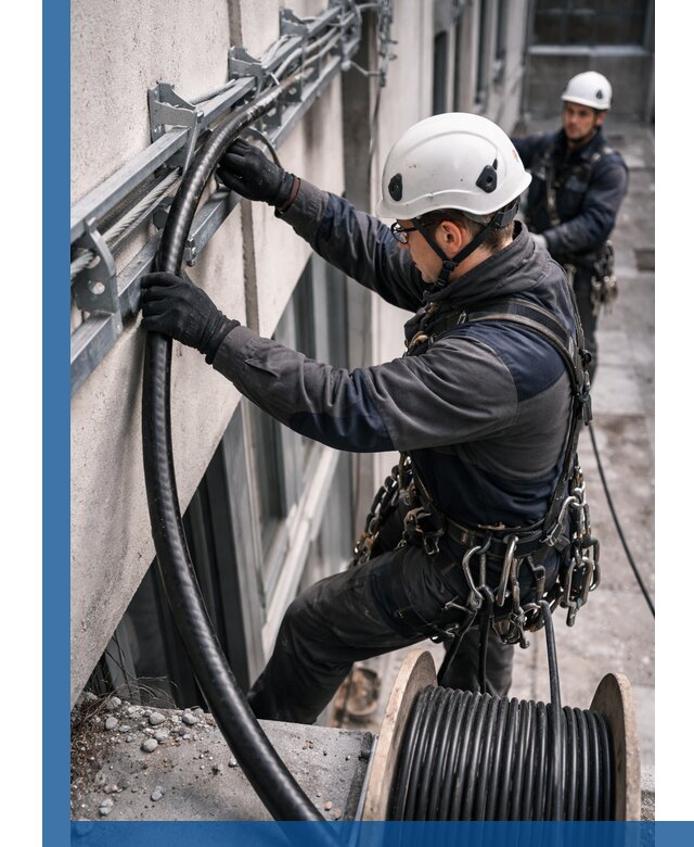 Протяжка кабеля питания на высоте в Люберцах с гарантией безопасности и качества