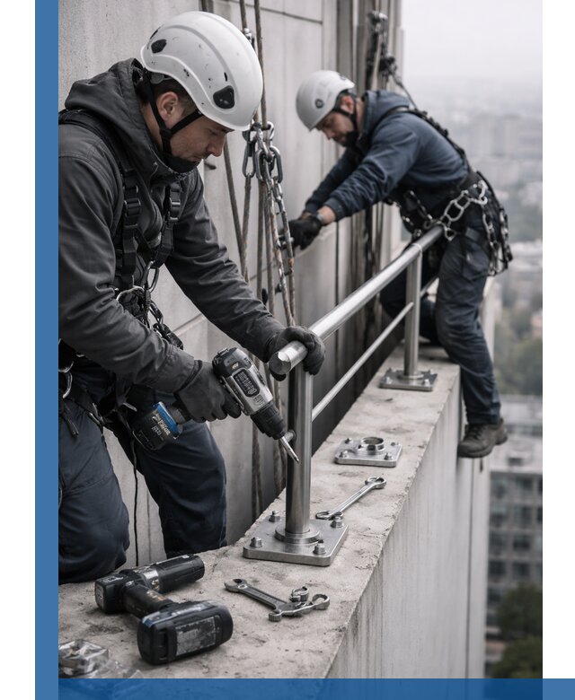 Монтаж перил на высоте в Люберцах для жилых и промобъектов