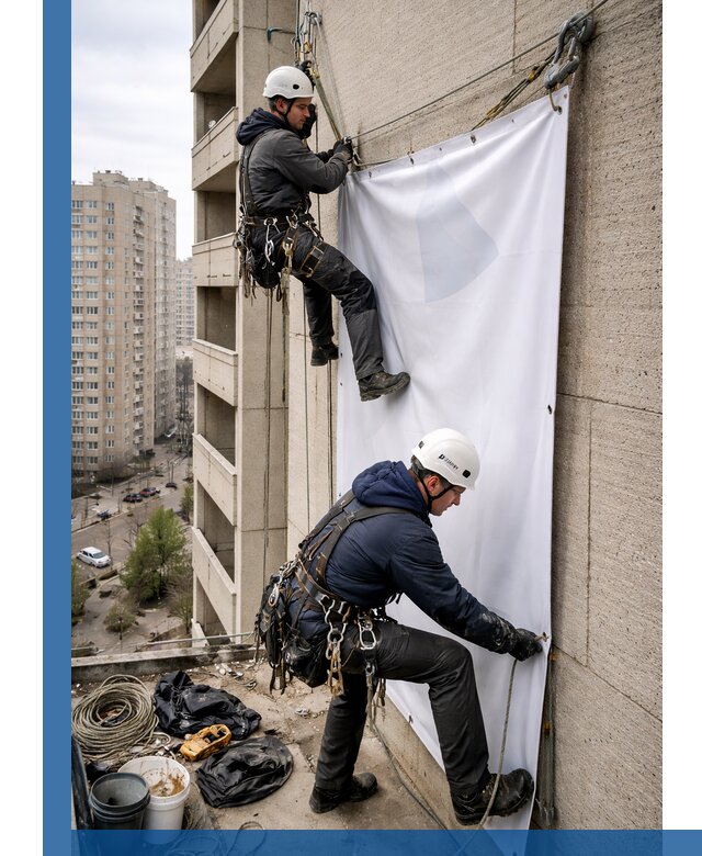 Профессиональный монтаж баннеров на фасаде в Люберцах