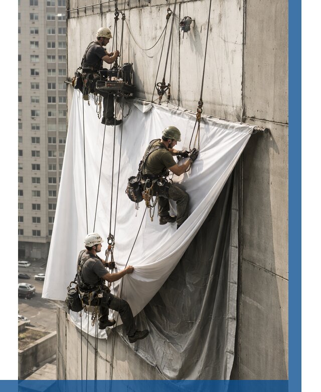 Замена баннерного полотна в Люберцах от 6839 р. | ВЫСОТНИК-Люб—заказать