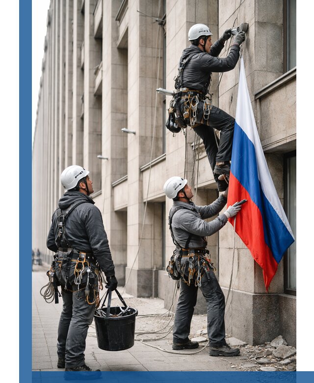 Профессиональная установка флагов на фасаде в Люберцах