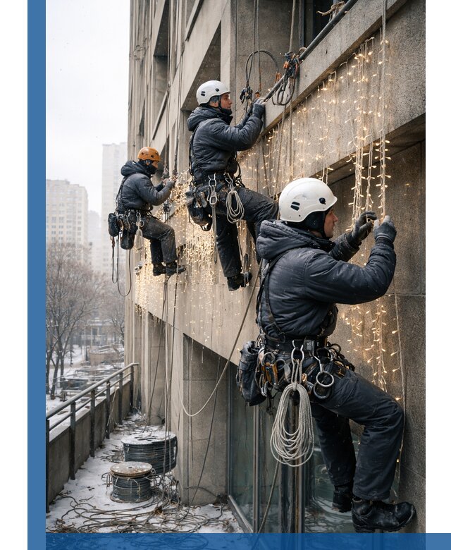 Монтаж новогодней иллюминации и украшение фасадов в Люберцах