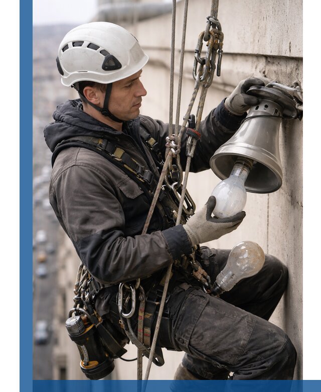 Замена ламп на высоте в Люберцах профессионально и быстро