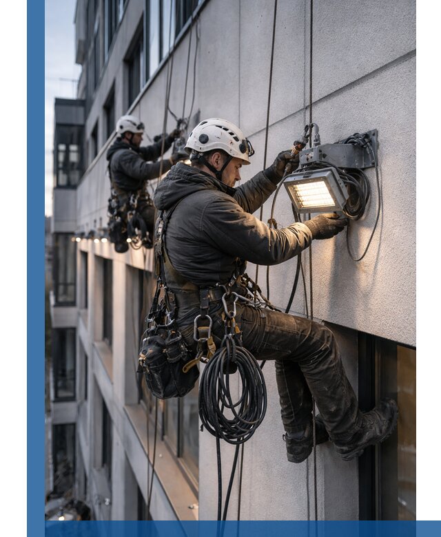 Монтаж фасадного освещения в Люберцах установка и подключение