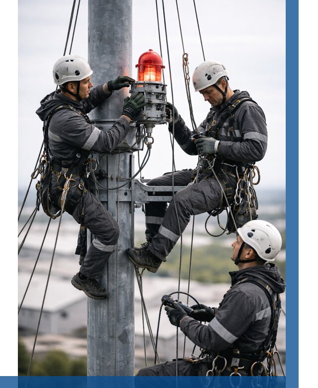 Монтаж заградительных огней в Люберцах от 8943 р. | ВЫСОТНИК-Люб