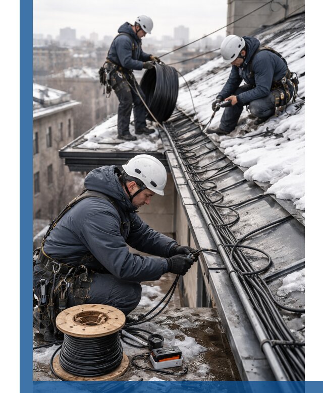 Монтаж греющего кабеля на кровле в Люберцах под ключ