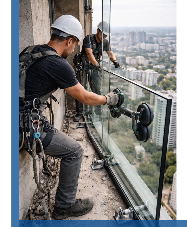 Монтаж стеклянных ограждений под ключ с гарантией в Люберцах
