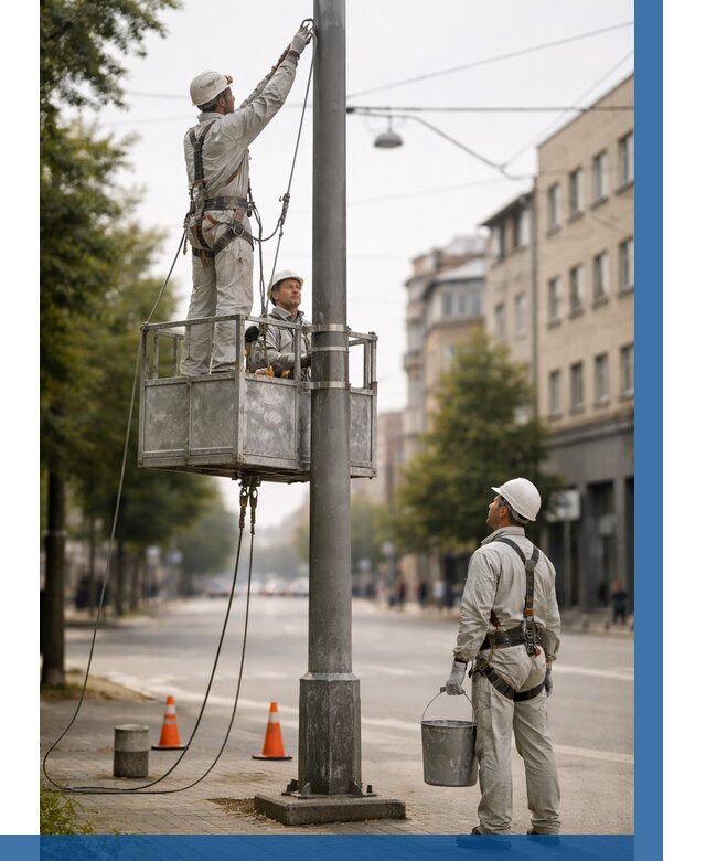 Покраска опор освещения в Люберцах от 5261 р. | ВЫСОТНИК-Люб