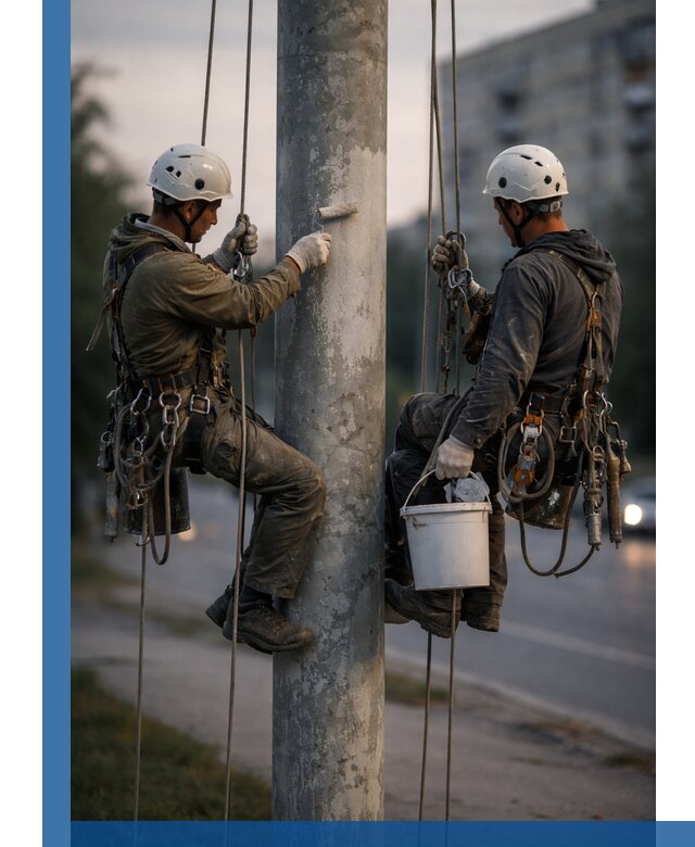 Покраска опор освещения и антикоррозийная защита в Люберцах