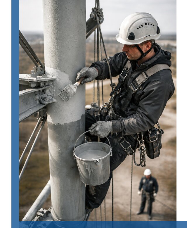 Покраска мачт связи в Люберцах промышленными альпинистами