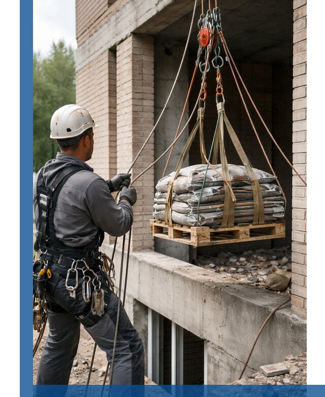 Подъем материалов на этаж веревками в Люберцах оперативно