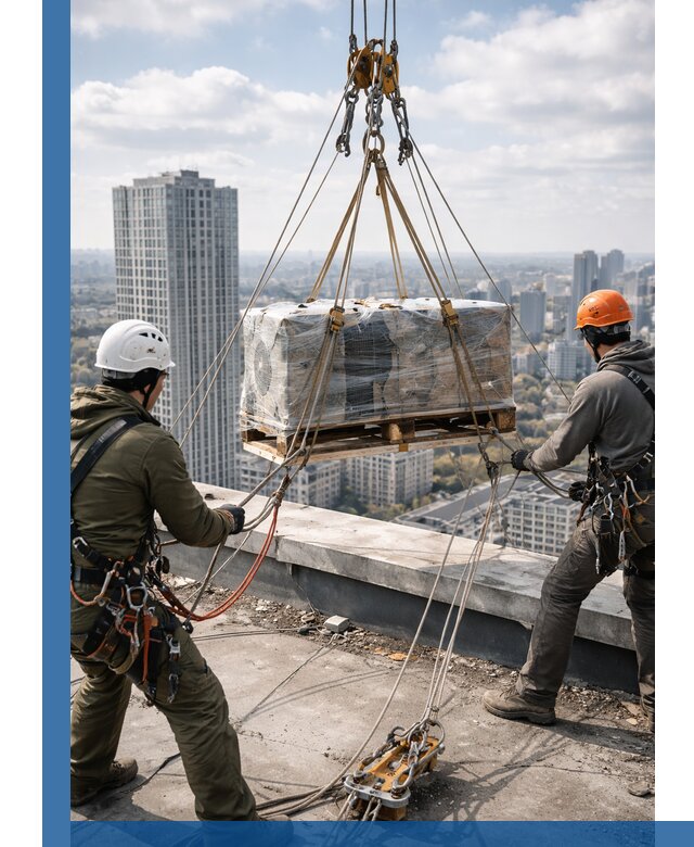 Подъем и монтаж крупногабаритных грузов на крышу в Люберцах