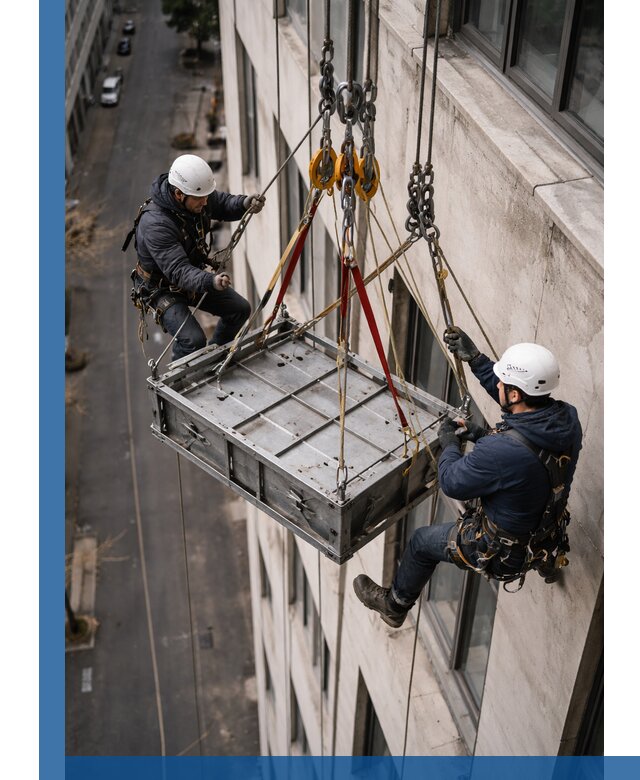 Спуск и подъем грузов по фасаду в Люберцах для зданий