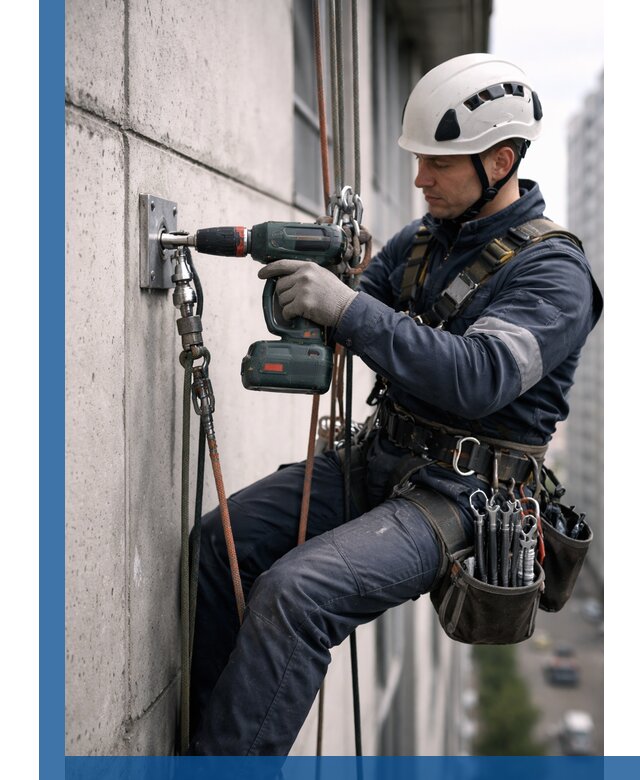 Установка анкерных точек для высотных работ в Люберцах